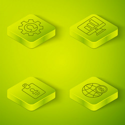 set isometric monitor with graph chart vector image