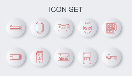 set line ancient key for game portable video vector image