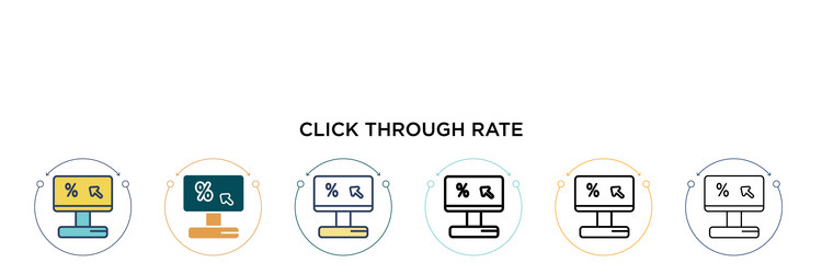 click through rate icon in filled thin line vector image
