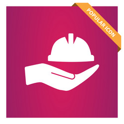 hardhat with hand icon for web and mobile vector