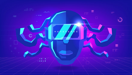 robot head in augmented or virtual reality vector image