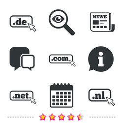 Top-level domains signs de com net and nl vector