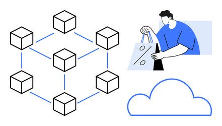 blockchain network cloud computing and e vector image