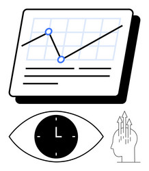 data analysis with growth chart time management vector image