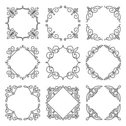 line monogram frames set background vector