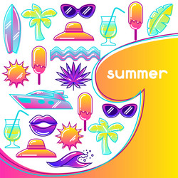 background with stylized summer objects abstract vector image