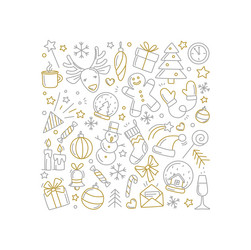 merry christmas happy new year background pattern vector image