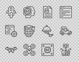 set line drone robot technical specification vector image