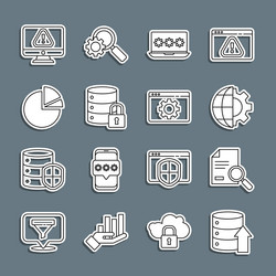 set line server data web hosting document vector image