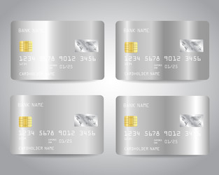 silver credit cards set with colorful vector