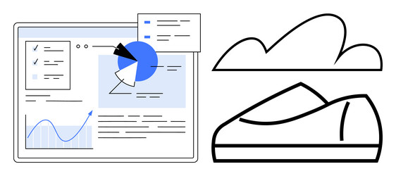 data analytics dashboard with charts and sneakers vector image