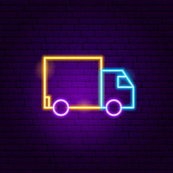 Delivery truck neon sign vector