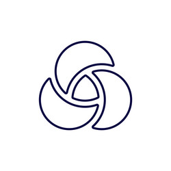 minimalist circular symbol with three interlocking vector image