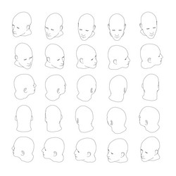set with contours of a mans head in different vector image