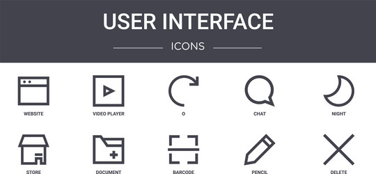 user interface concept line icons set contains vector image