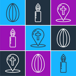 set line easter egg map pointer with christian vector image