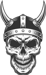 Viking Skull in Helmet Vector Image