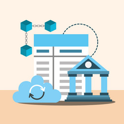 bank cloud computing contract blockchain vector image