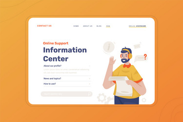 Information center on faq website page template vector