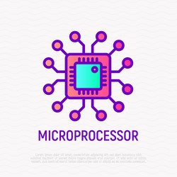 microprocessor thin line icon modern vector