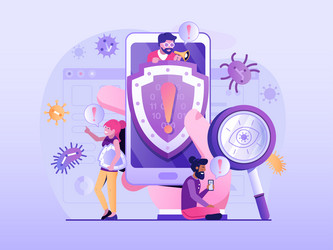 Mobile virus protection and cyber security concept vector