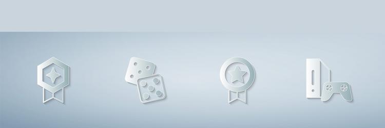 set game rating with medal dice and console vector image