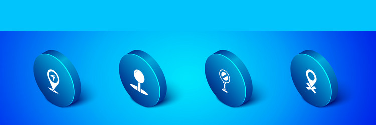 set isometric location stop sign and push pin vector image
