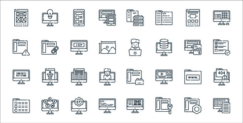 web development line icons linear set quality vector image