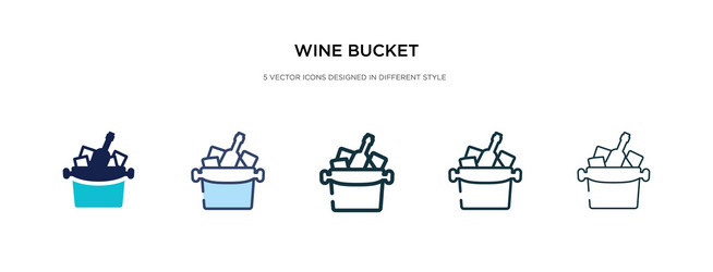 wine bucket icon in different style two colored vector image