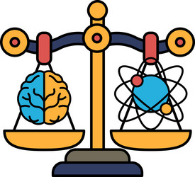 a scale with brain on one side and planet vector image