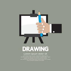 Drawing on easel with pencil vector