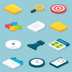 flat isometric business objects set vector