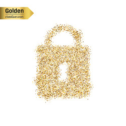 gold glitter icon of padlock isolated vector