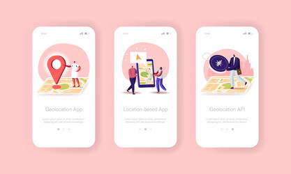 Gps navigation positioning mobile app page onboard vector