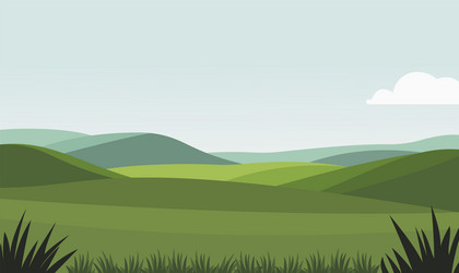 Serene Green Meadow Landscape Vector Image