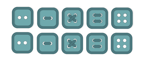 set of blue square buttons button with two vector image
