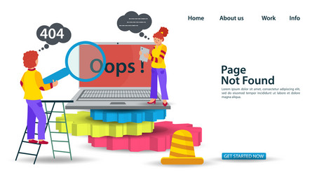 banner oops 404 error page not found internet vector image