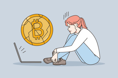 Bitcoin Crash: Frustrated Trader vector image