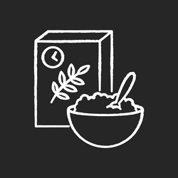 Breakfast and cereal chalk white icon on black vector