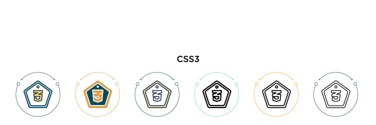 css3 icon in filled thin line outline and stroke vector image