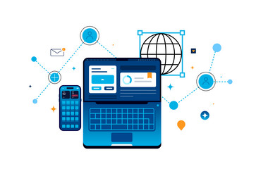 Digital Networking & Communication vector image