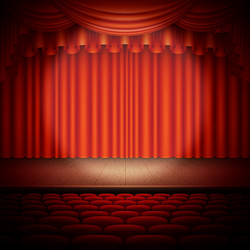 Red Curtain Stage Spotlight Vector Image