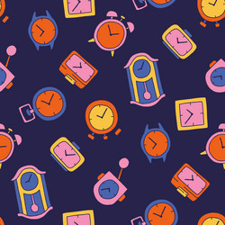 time clock stopwatch seamless pattern for print vector image