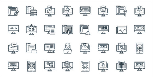 web development line icons linear set quality vector image