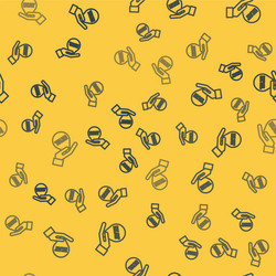 blue line hand on map pointer with taxi icon vector image