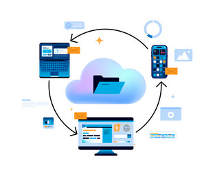 cloud data synchronization vector image