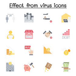 effect from virus icon set in flat color style vector image