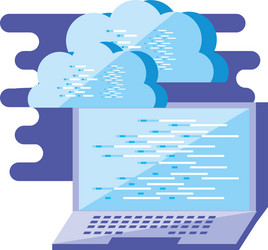 laptop computer with clouds computing vector image