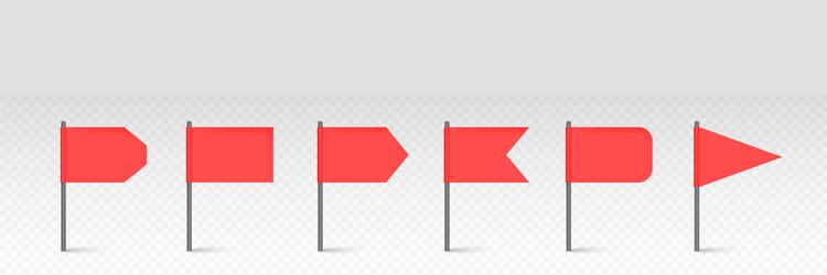red flag set map marks for gps point concept vector image