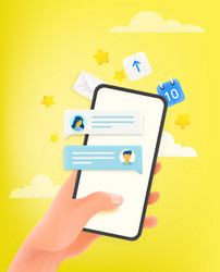 using messenger via modern smartphone horizontal vector image